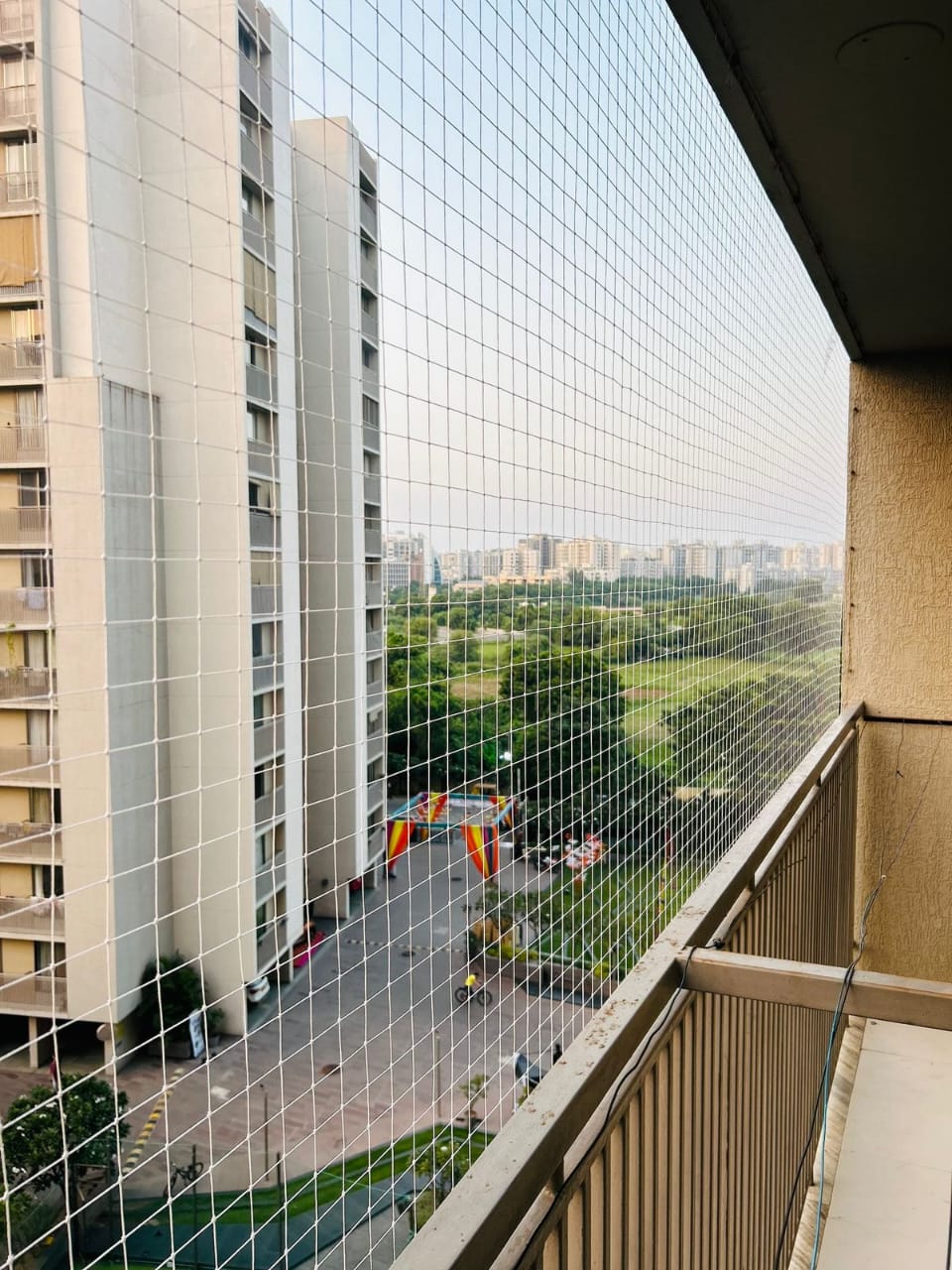 Balcony bird net installation